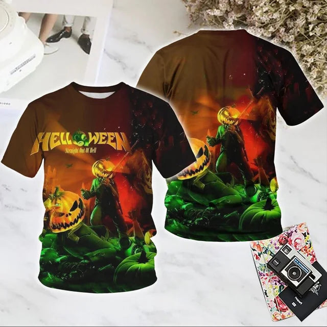 Classic Rock Helloween T-shirts Male 3D Print Men Women Hip Hop Trend Short Sleeve TShirt Street Loose Casual Oversized Y2k Tops