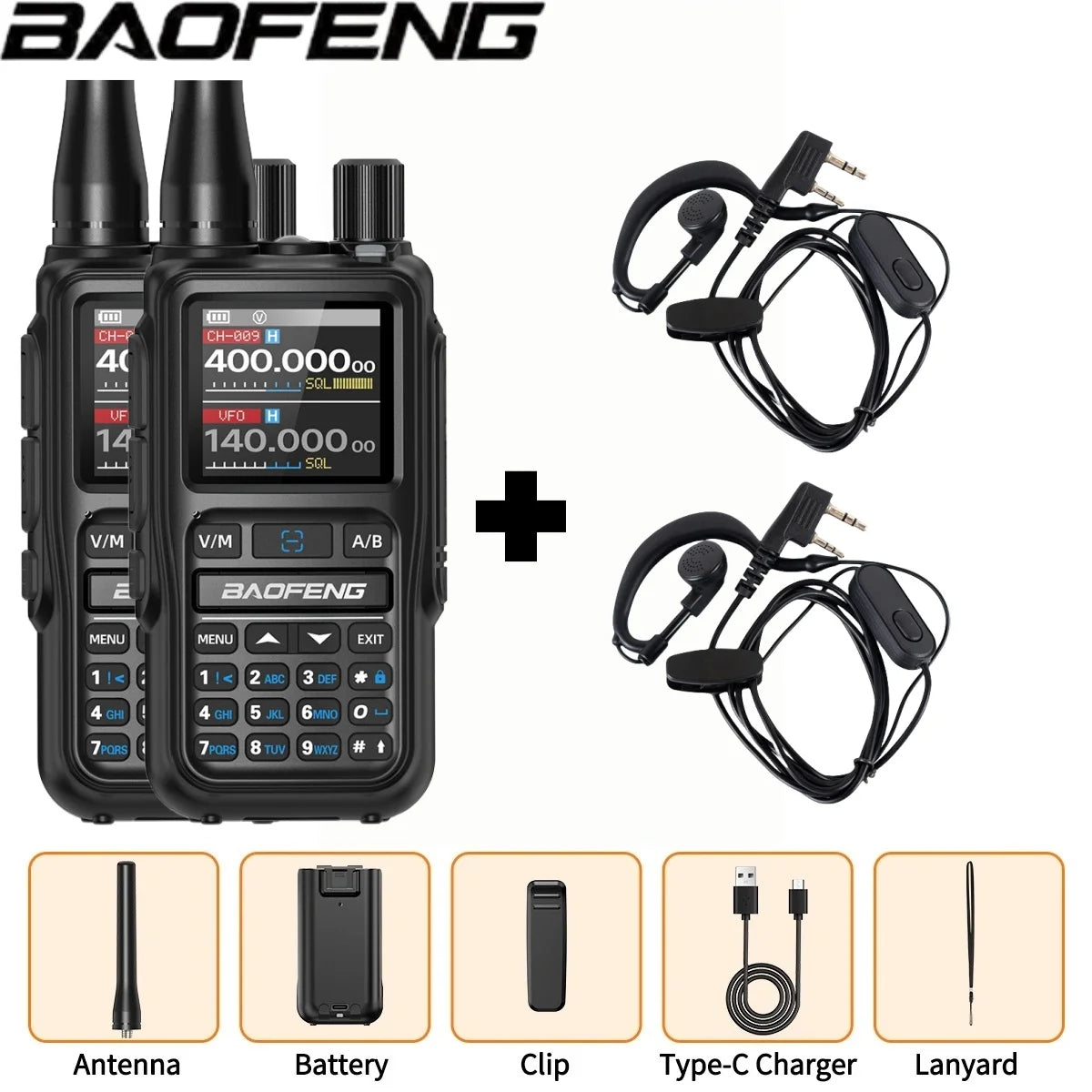 Baofeng UV 5R Mini Full Band Walkie Talkie Bluetooth Programming AM Wireless Copy Frequency 999CH Type-C Portable Ham Radio