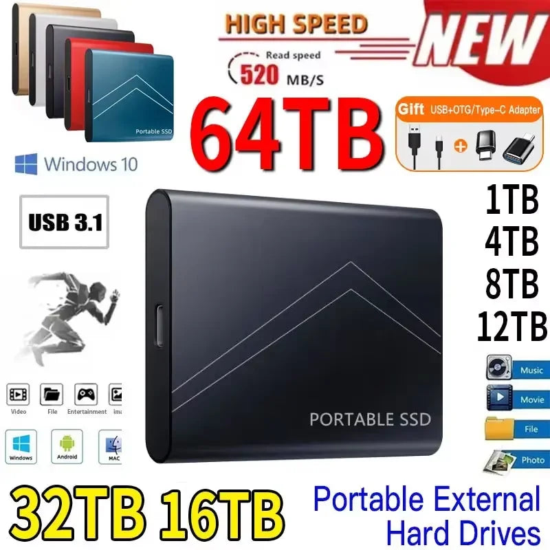 2025 New Portable SSD 1TB External hard drive High-speed Mobile Solid State Drive 500GB External Storage Decives Hard Disks