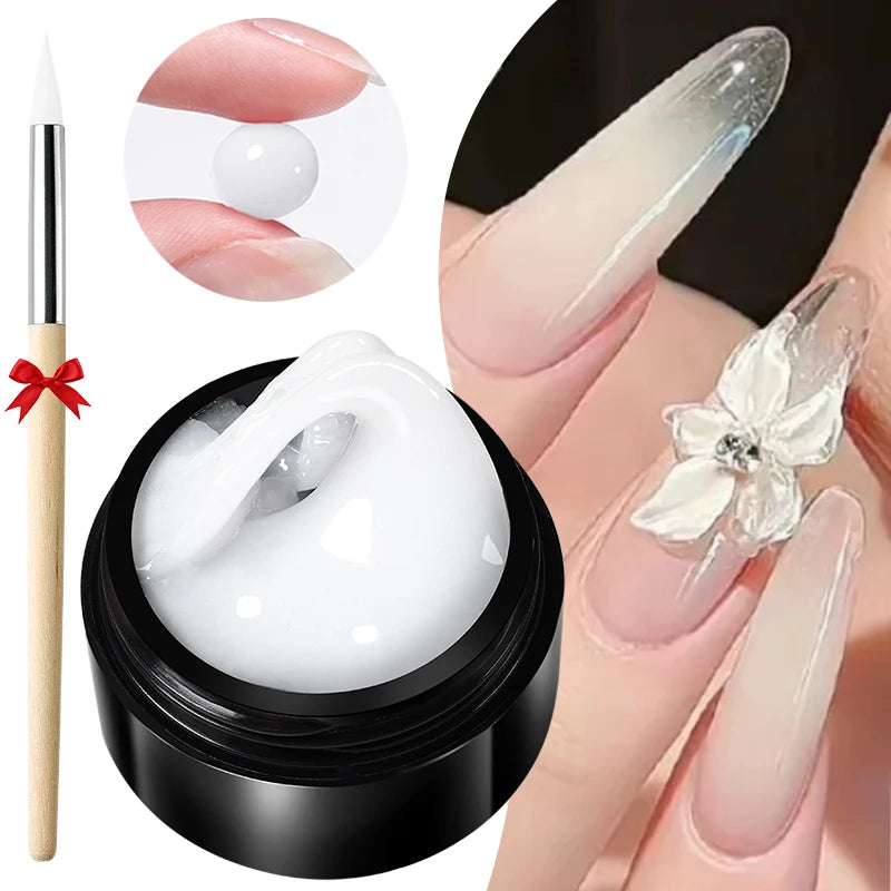 BORN PRETTY 15ml Clear Non Stick Hand Extension Gel 3D Shaping Sculpting Carving Nail Art Solid Hard Gel for Fake Nail