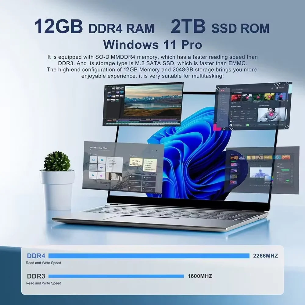 Windows 11  Office Laptop  intel core i7-7500U/intel Atom x7 A3950 12GB RAM 1TB/2TB SSD 4K HD  NoteBook Study Laptops