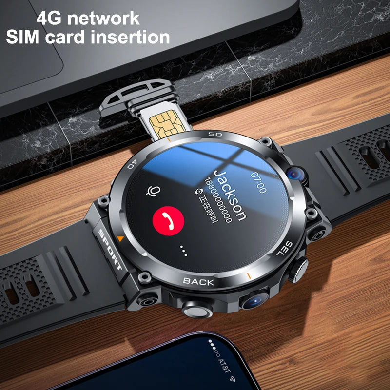 4G Smart Watch Men 1.39 inch Screen 900mah Battery 8GB+128GB RAM 500W Camera Video Call GPS WIFI Google APPS Download Smartwatch