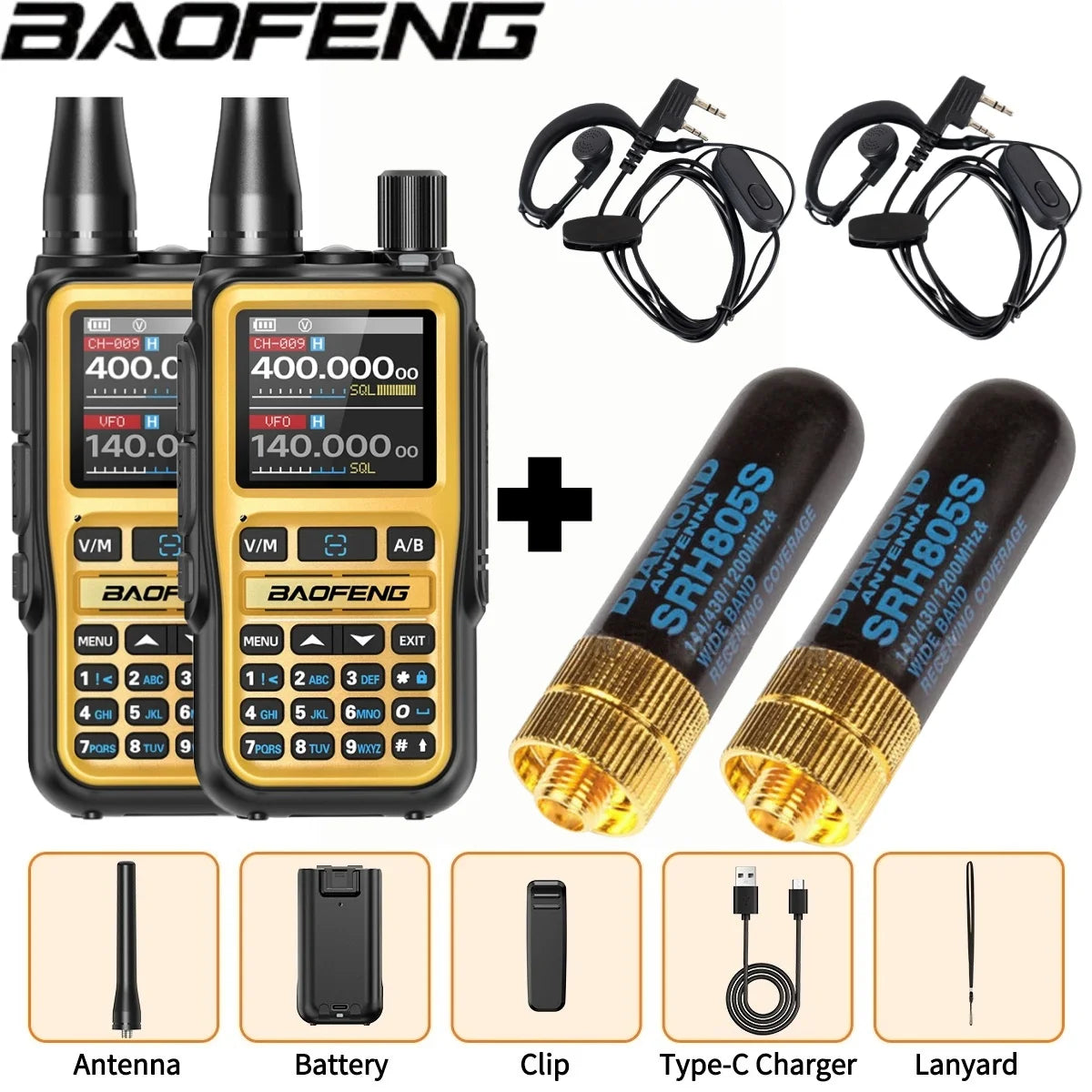 Baofeng UV 5R Mini Full Band Walkie Talkie Bluetooth Programming AM Wireless Copy Frequency 999CH Type-C Portable Ham Radio