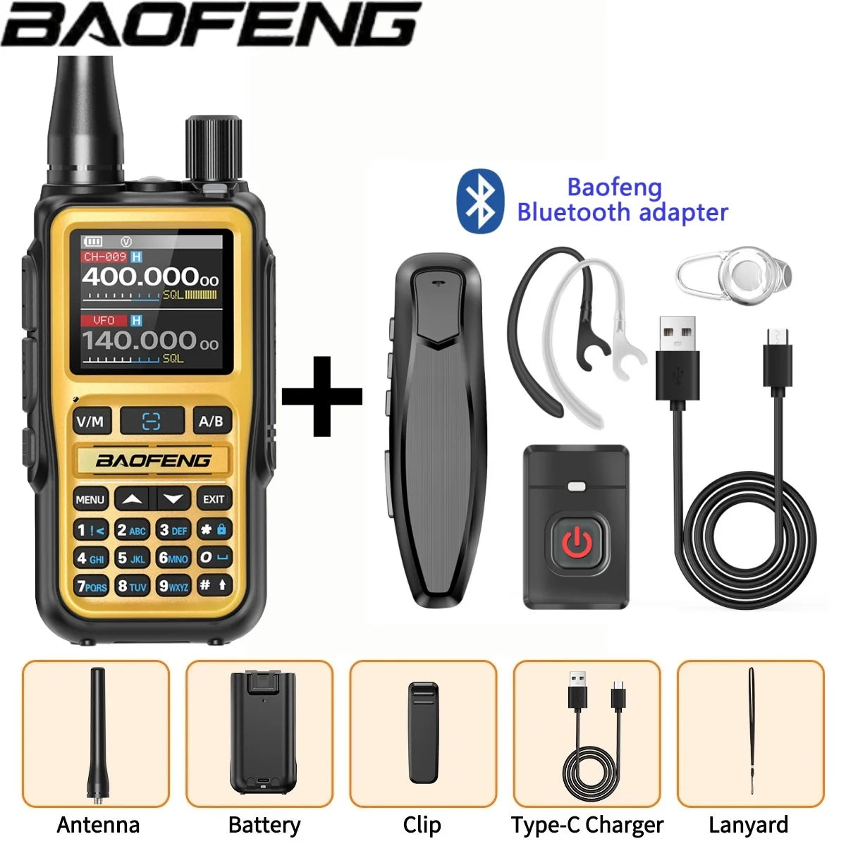Baofeng UV 5R Mini Full Band Walkie Talkie Bluetooth Programming AM Wireless Copy Frequency 999CH Type-C Portable Ham Radio