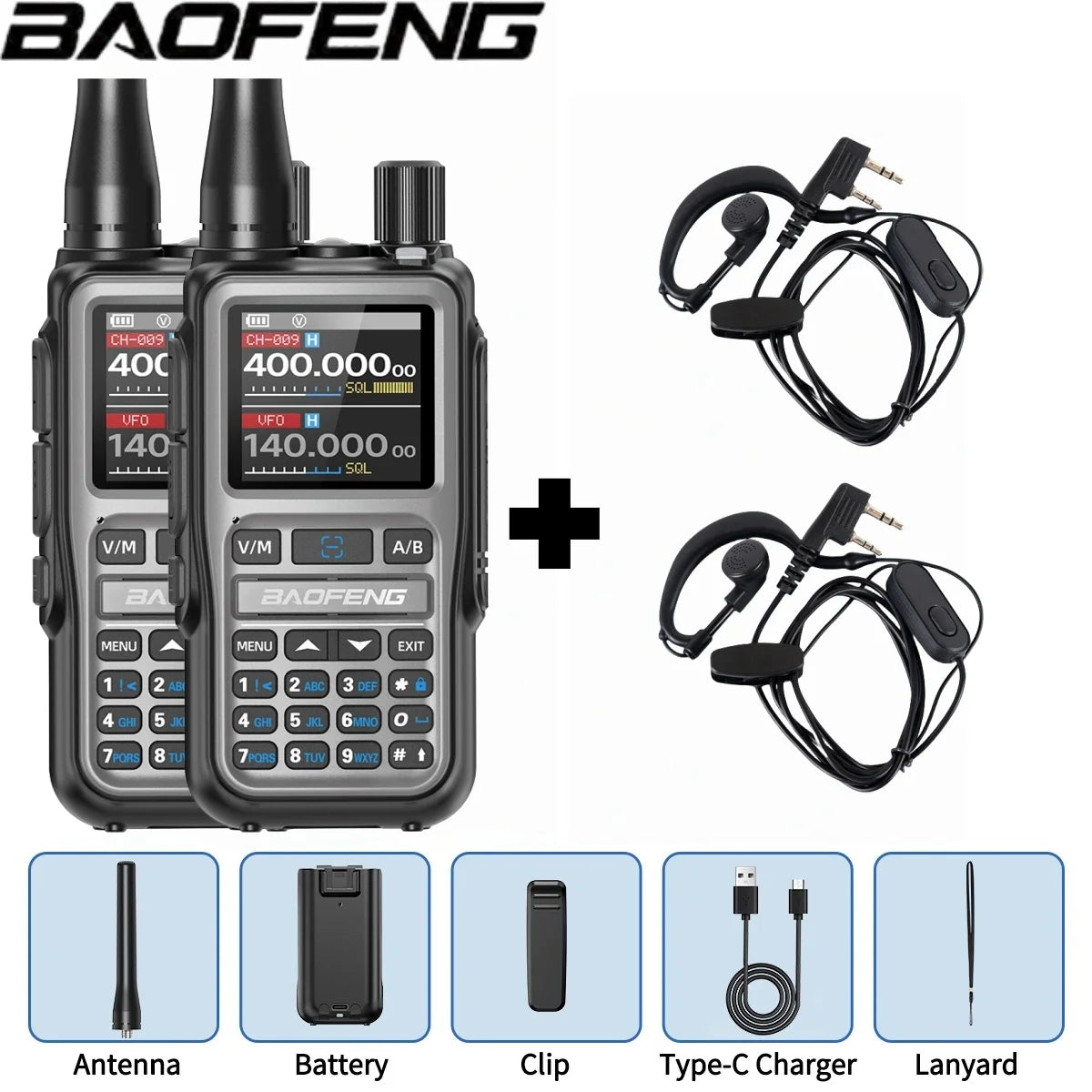Baofeng UV 5R Mini Full Band Walkie Talkie Bluetooth Programming AM Wireless Copy Frequency 999CH Type-C Portable Ham Radio