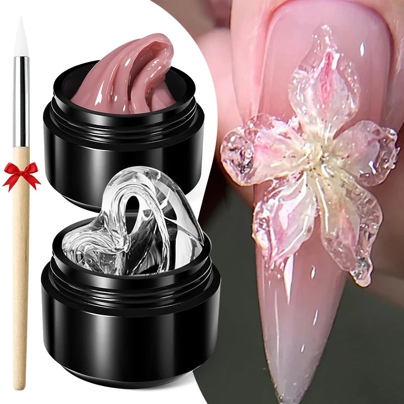BORN PRETTY 15ml Clear Non Stick Hand Extension Gel 3D Shaping Sculpting Carving Nail Art Solid Hard Gel for Fake Nail