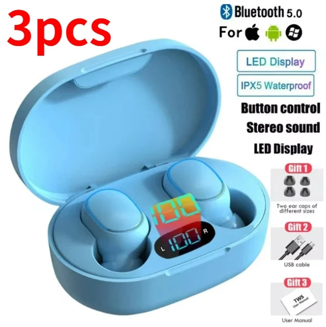 E7S TWS Wireless Headphones Bluetooth earphone Control Sport Headset Waterproof Microphone Music Earphone Work On All Smartphone