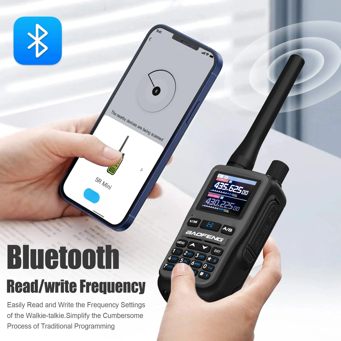 Baofeng UV 5R Mini Full Band Walkie Talkie Bluetooth Programming AM Wireless Copy Frequency 999CH Type-C Portable Ham Radio