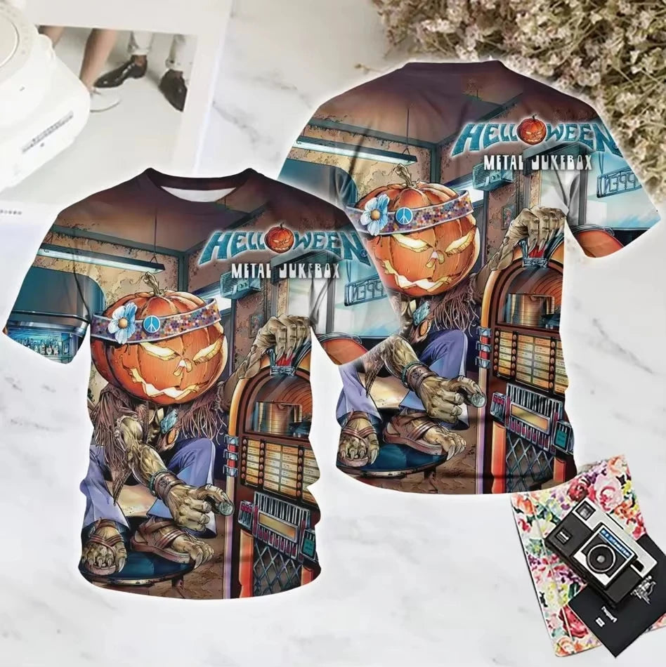 2025 New Popular Rock Helloween 3d Print T-shirt Men Women Fashion T shirt Hip Hop Short Sleeve Tops Tees Graphic Tshirt Album
