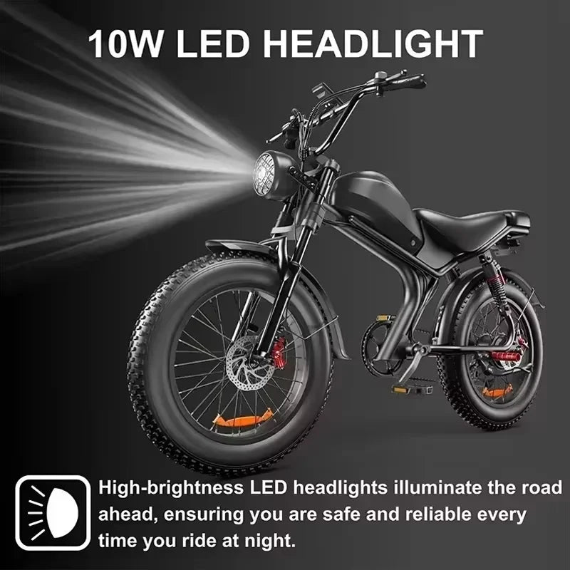 2000W Motor Electric Bicycle 48V23AH Lithium Battery Electric Bike Hydraulic Brake Motorcycle 20*4 Inch Fat Tire Mountain E-bike