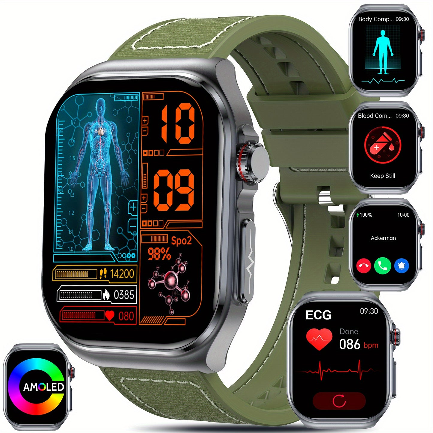 2025 New Smartwatch: 5.18cm AMOLED Large Display, 530mAh Long-Last Battery, BT 5.3 Call, Multi-Sport Modes, Voice Assistant, SOS, Menstrual Tracking, Weather Forecast, Fitness Tracker Watch for Android & IOS, Best Gift for Fa