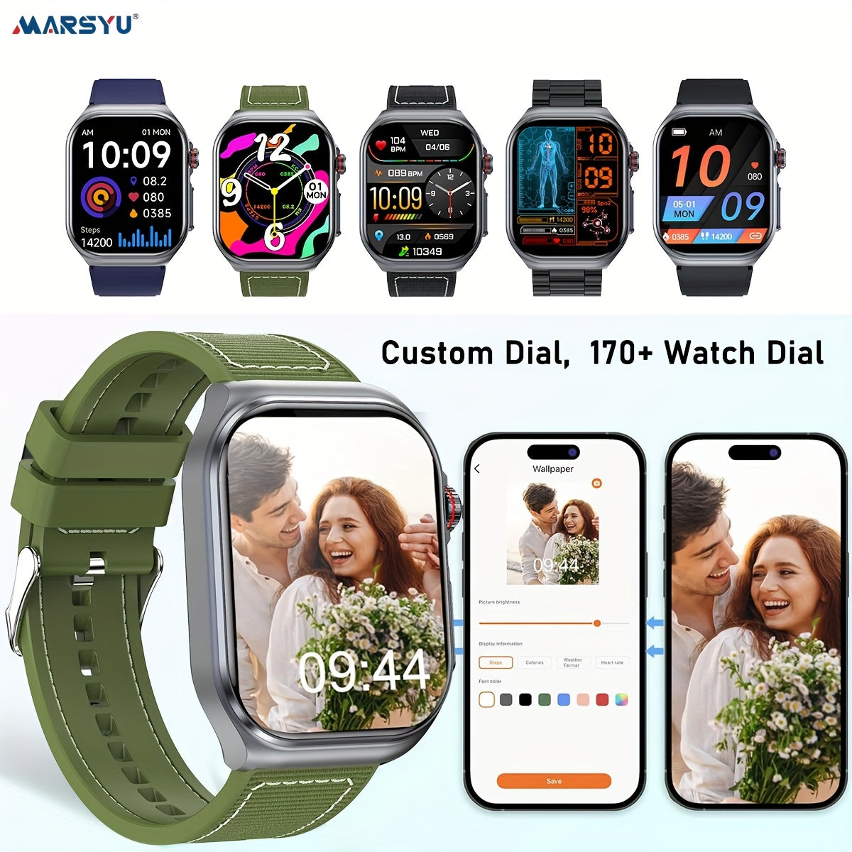 2025 New Smartwatch: 5.18cm AMOLED Large Display, 530mAh Long-Last Battery, BT 5.3 Call, Multi-Sport Modes, Voice Assistant, SOS, Menstrual Tracking, Weather Forecast, Fitness Tracker Watch for Android & IOS, Best Gift for Fa